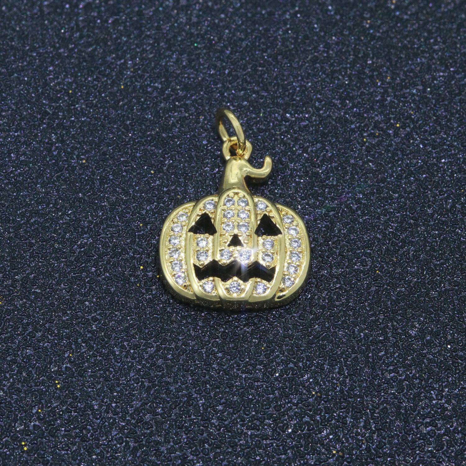 Cubic Gold Filled Jack O Lantern Pumpkin Face CZ Micro Pave Charm Bracelet Necklace Earring Pendant for halloween Jewelry Making, M-550