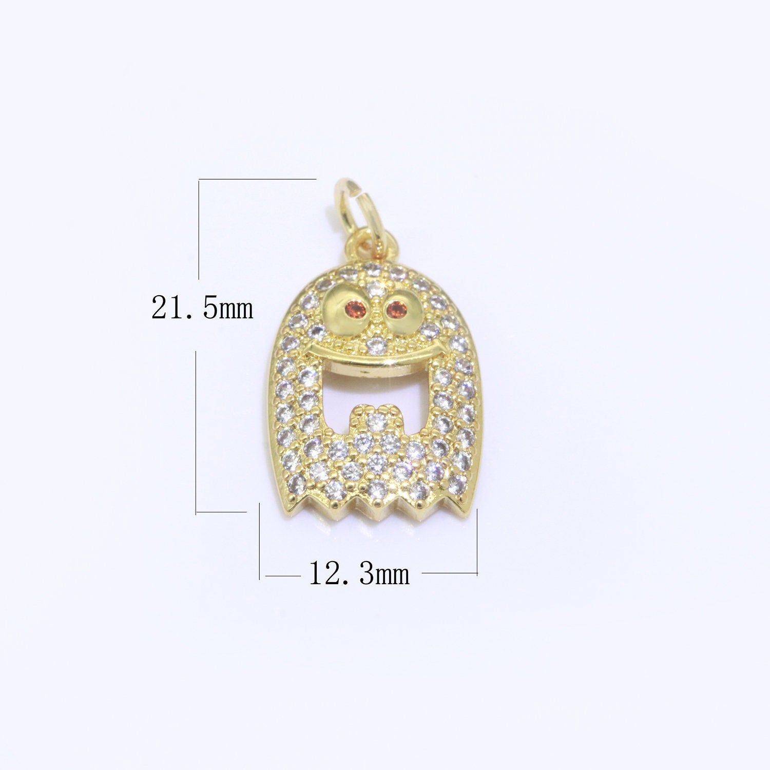 Ghost Charm, 14K Gold Filled CZ Micro Pave Ghost Pendant, Ghost Scary Halloween Jewelry Making Pendant for Necklace Earring Bracelet, M-552