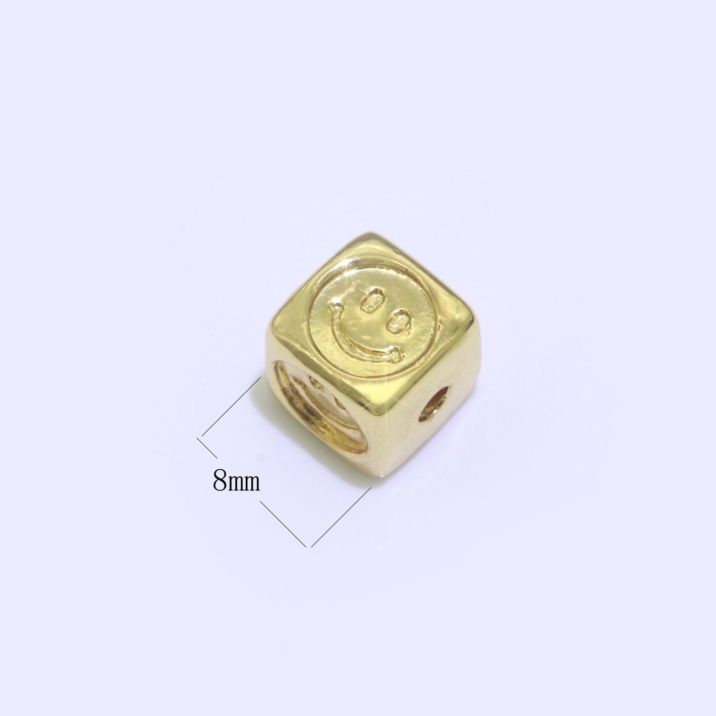 8mm Gold Filled Square Spacer Beads, Gold Happy Face Spacer Beads, Gold Smile Face Beads for Bracelet Necklace Component