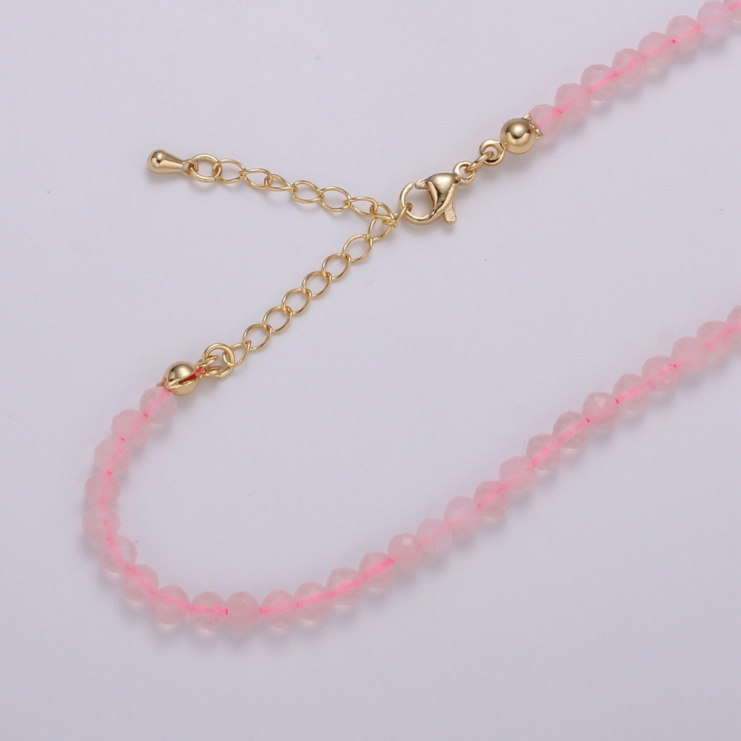 Delicate Clear quartz Beads Necklace 4mm Dainty stone beaded necklace, Merriment Minimalist jewelry, Birthday gift for women WA-15