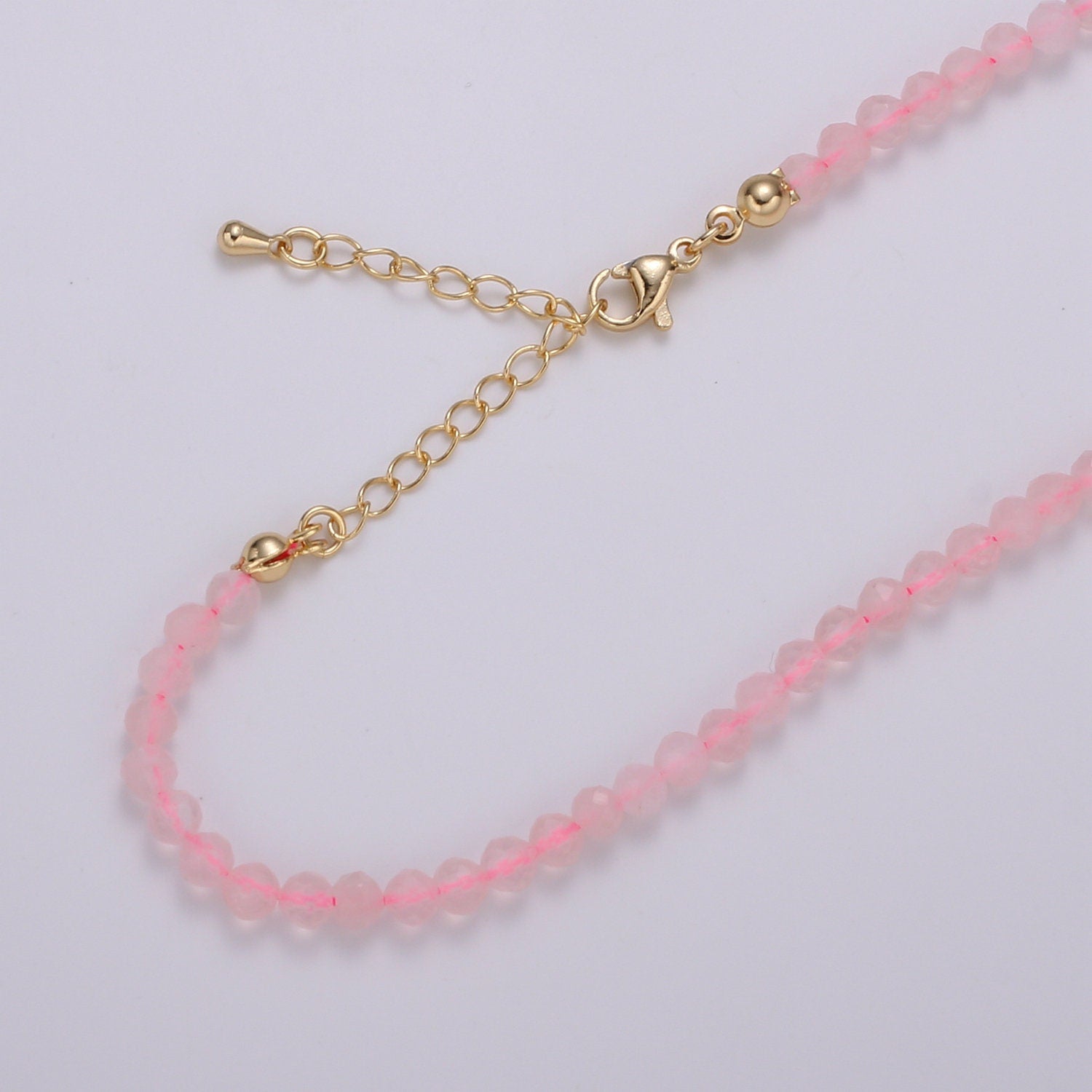 Delicate Clear quartz Beads Necklace 4mm Dainty stone beaded necklace, Merriment Minimalist jewelry, Birthday gift for women WA-15