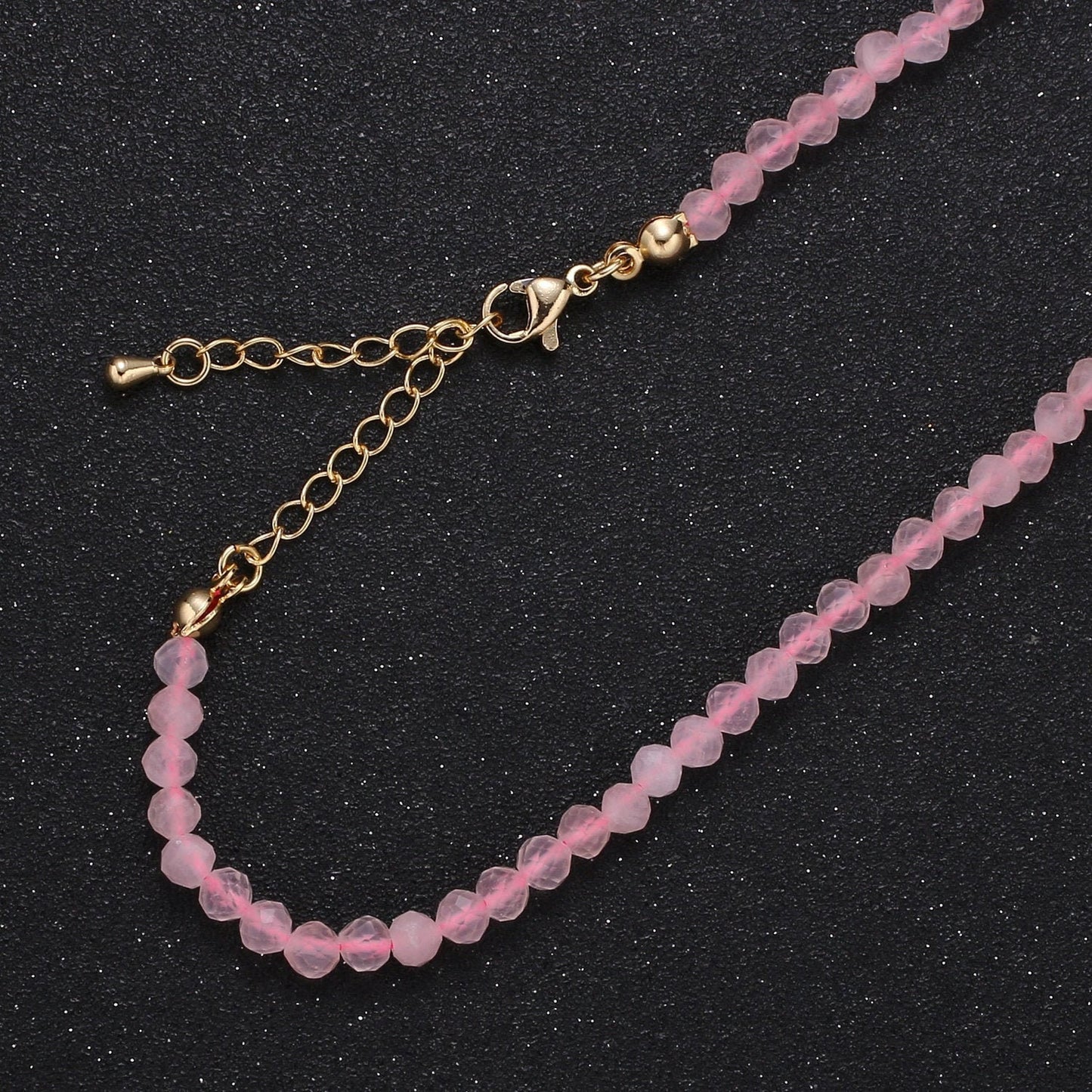 Delicate Clear quartz Beads Necklace 4mm Dainty stone beaded necklace, Merriment Minimalist jewelry, Birthday gift for women WA-15