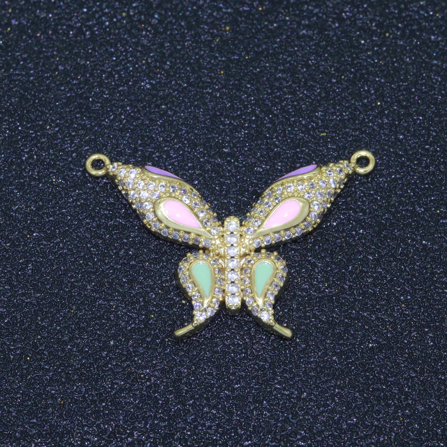 14K Gold Filled Mariposa Butterfly Charm Connector Enamel Butterfly Charm Cubic Zirconia Pendant for Necklace Component Link Connector