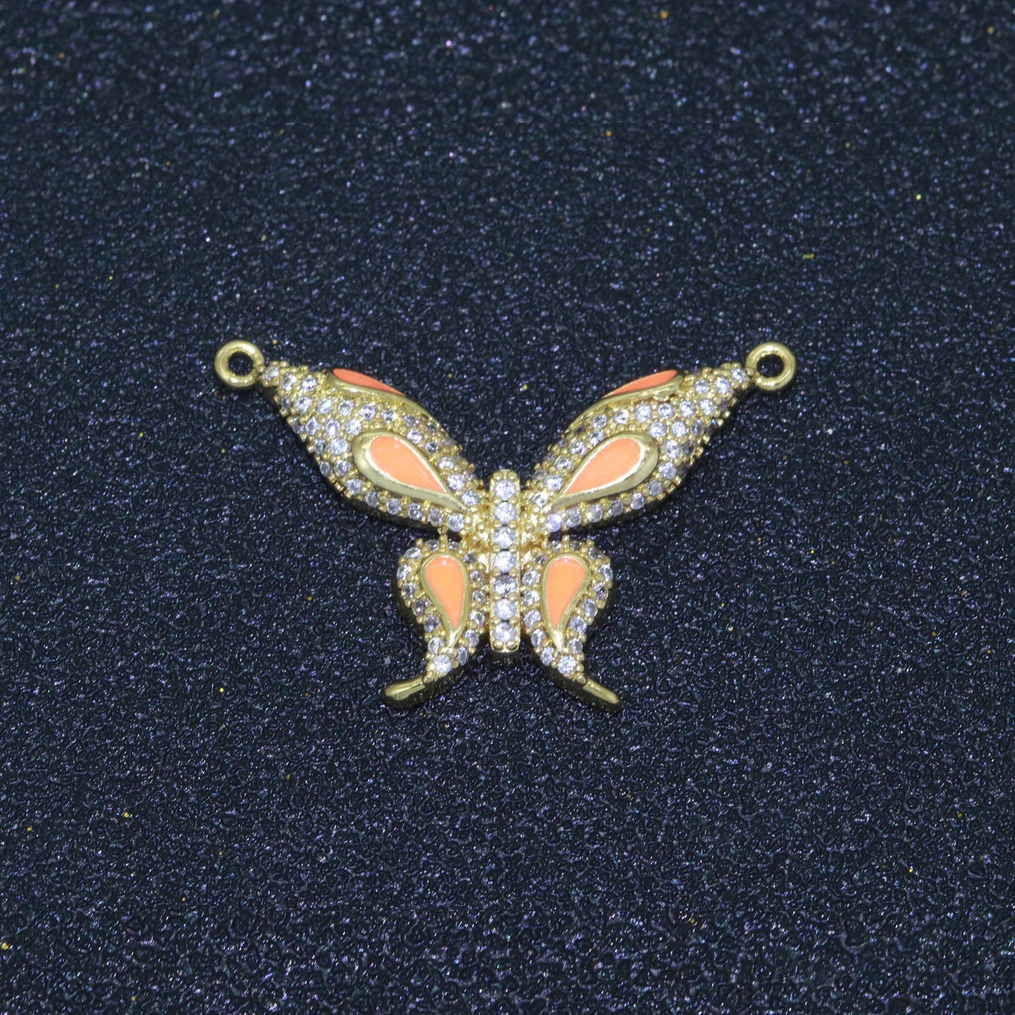 14K Gold Filled Mariposa Butterfly Charm Connector Enamel Butterfly Charm Cubic Zirconia Pendant for Necklace Component Link Connector
