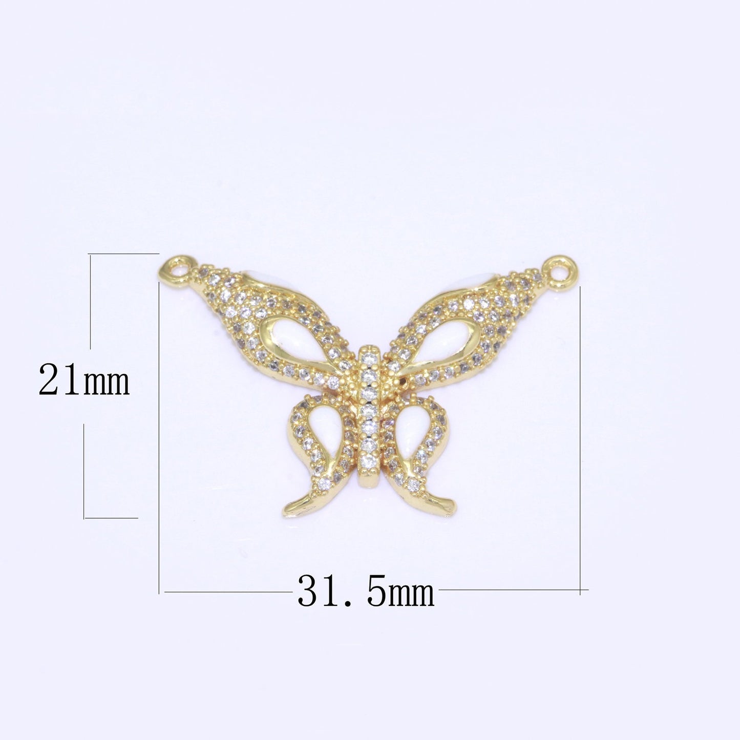 14K Gold Filled Mariposa Butterfly Charm Connector Enamel Butterfly Charm Cubic Zirconia Pendant for Necklace Component Link Connector