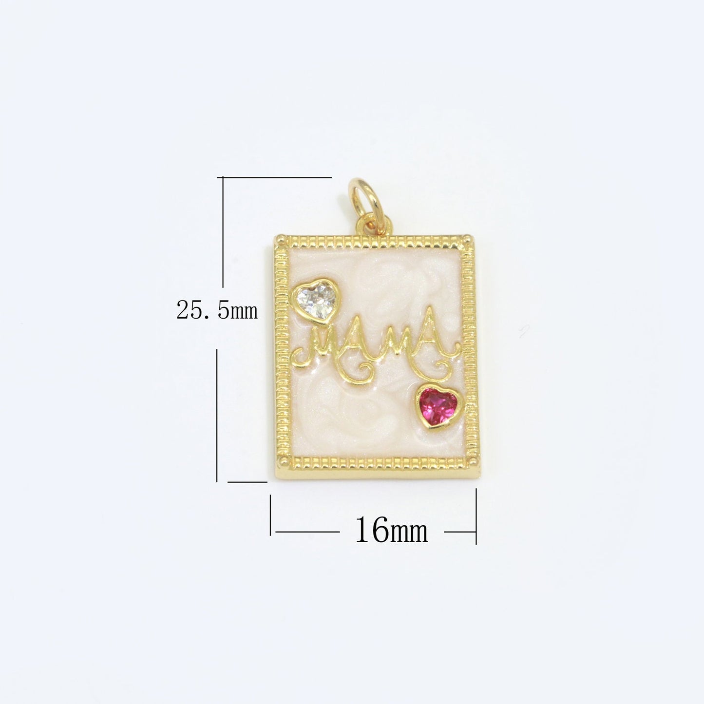 Mother of pearl Mama Letter Square Pendant Charm, Mother's day gift 24k Gold Filled Charm jewelry making for Necklace Supply