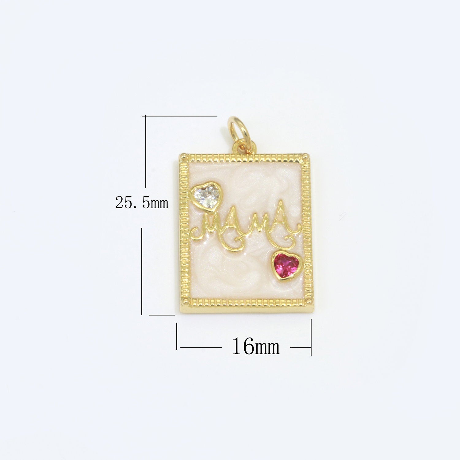 Mother of pearl Mama Letter Square Pendant Charm, Mother's day gift 24k Gold Filled Charm jewelry making for Necklace Supply
