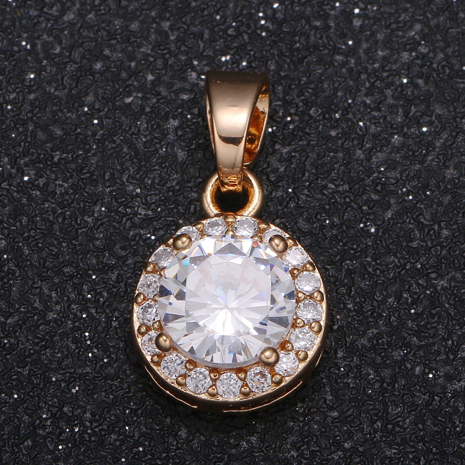 Gold Round Charm Micro Pave Charm Ball Cubic Solitaire Jewelry Pendant Luxury Charm for Jewelry Supply -420