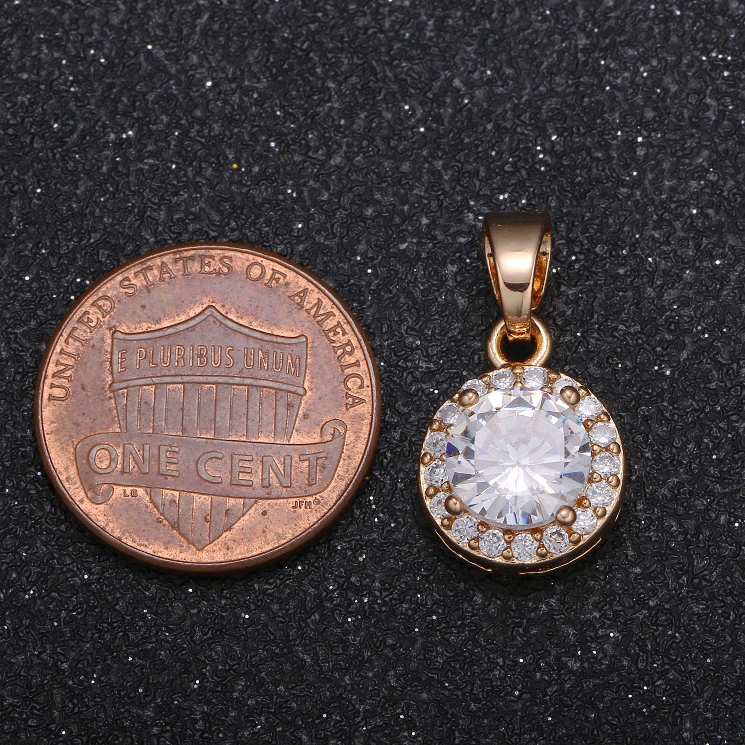 Gold Round Charm Micro Pave Charm Ball Cubic Solitaire Jewelry Pendant Luxury Charm for Jewelry Supply -420
