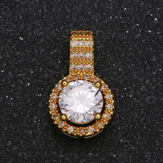 Classic Design Solitaire Round Charm CZ Cluster Charm Cubic Zirconina Solitaire Jewelry Pendant Luxury Charm for Jewelry Supply -418