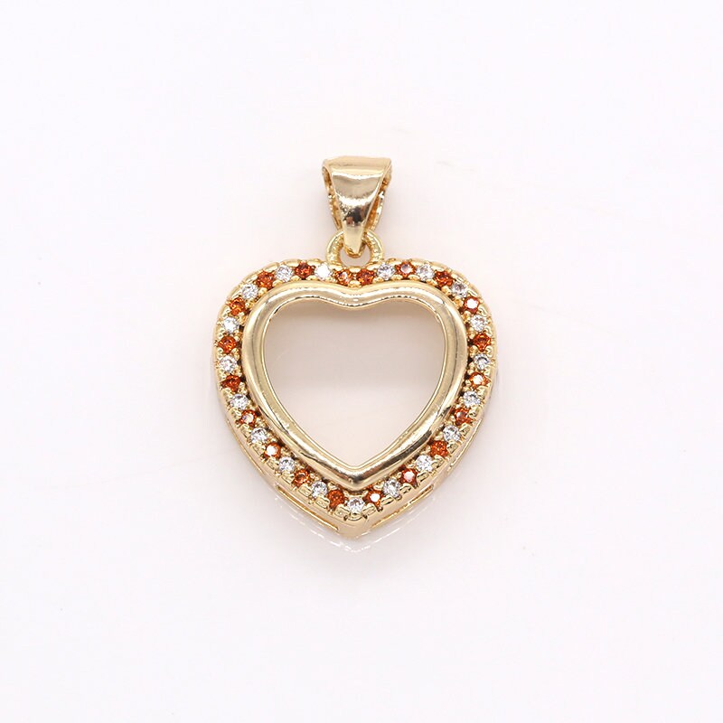 Dainty Gold Heart Charm Cubic Minimalist Pendant for Bracelet Necklace Jewelry Making -400