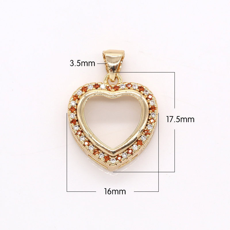 Dainty Gold Heart Charm Cubic Minimalist Pendant for Bracelet Necklace Jewelry Making -400