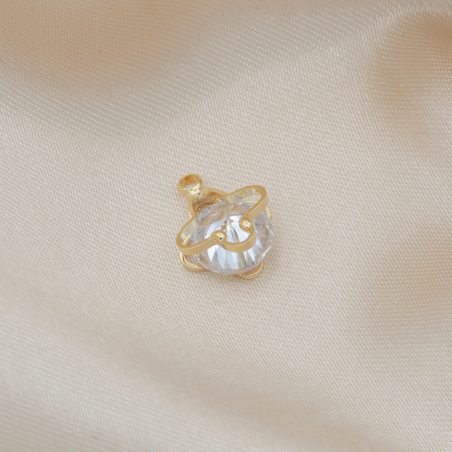 Tiny Clover Charms Cubic Zirconia Hollow Dainty Lucky Pendant Wholesale BULK DIY Jewelry Findings -171
