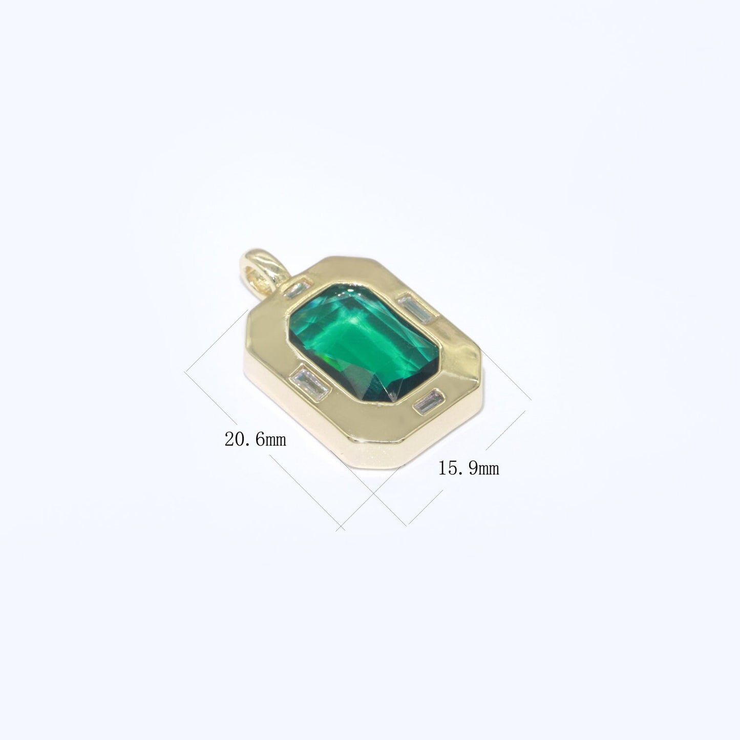 Dainty Medallion Charm Octagon Shape Pendant, 14K Gold Filled CZ Cubic Zirconia Clear Blue Gren Charm for Necklace Bracelet Component