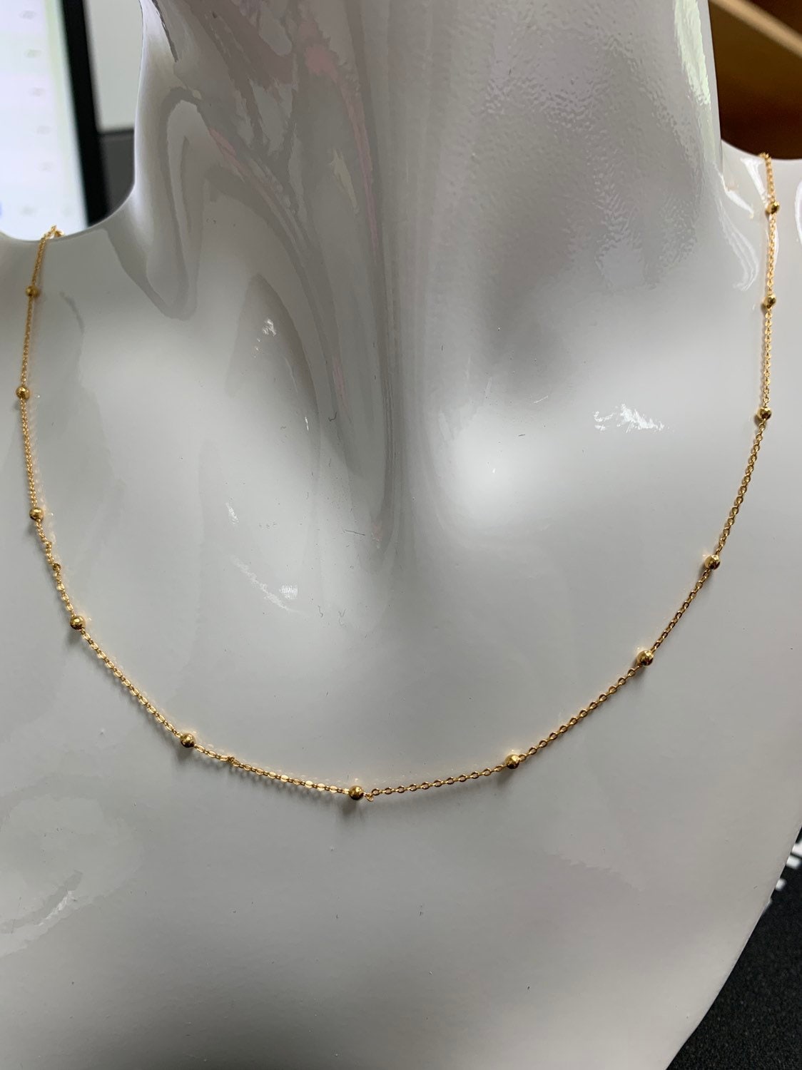23.5'' Ready to Use Gold Thin Rolo Necklace Chain, Layering Ball Rolo Chain Dainty Necklace, For Pendant Charm Necklace, 293