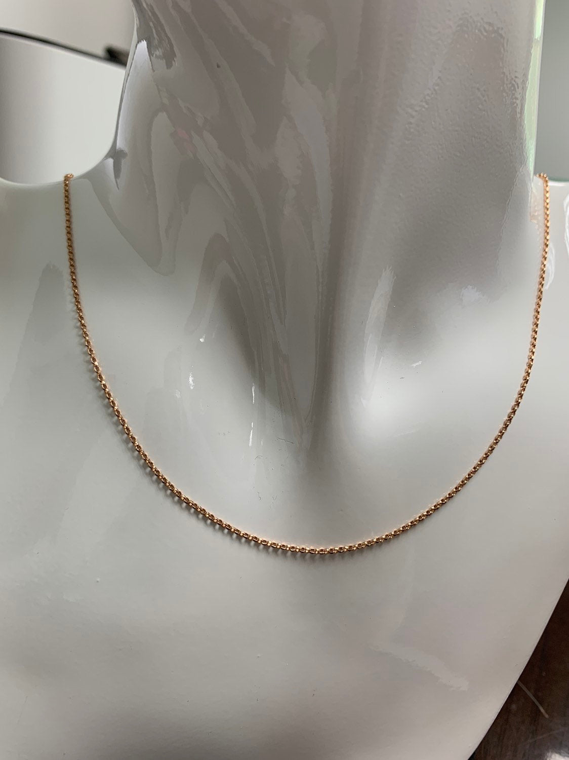 1pc 17.5'' Ready to Use Pinkist Gold Thin Rolo Necklace Chain, Layering Rolo Chain Dainty Necklace, For Pendant Charm Necklace Making,303