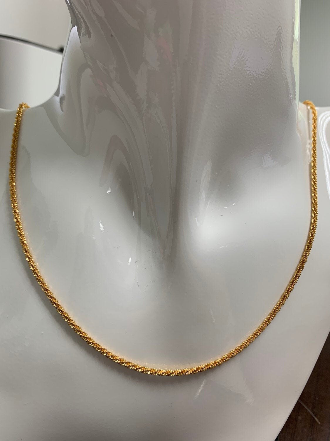 1pc 19.5'' Ready to Use Gold Singapore Necklace Chain, Layer Twisted Chain Dainty Necklace, Unique For Pendant Charm Necklace Making,304