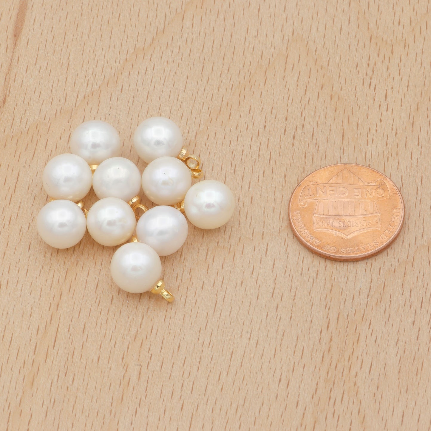 9MM Fresh Water Pearl charm with 14K Gold filled Ball Pin, Round off-round Shape Natural Pearls for bracelet earring bracelet Supply, P-1823