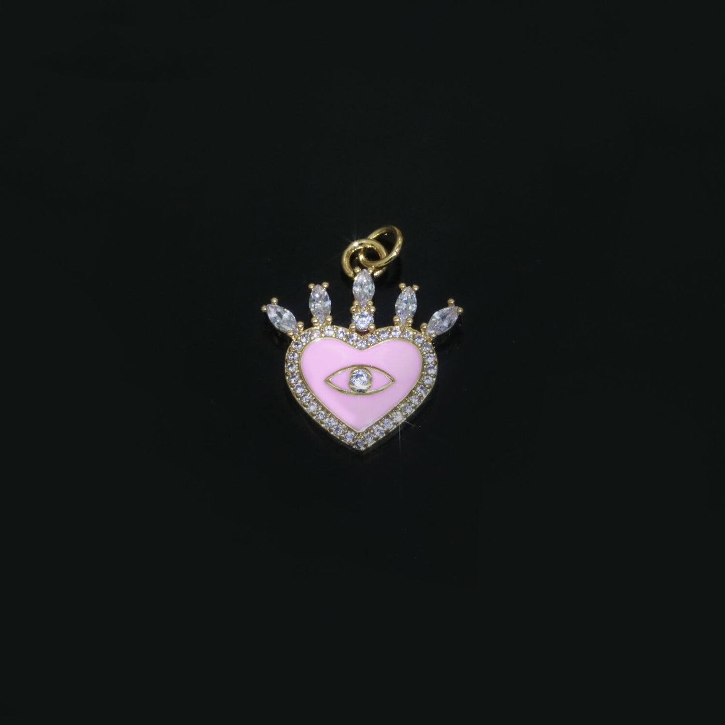 Enamel Evil Eye Charm Dainty Micro Pave Cz Eye Pendant for Necklace Bracelet Earring Supply Component Black,Blue,Pink,Green,Yellow,White