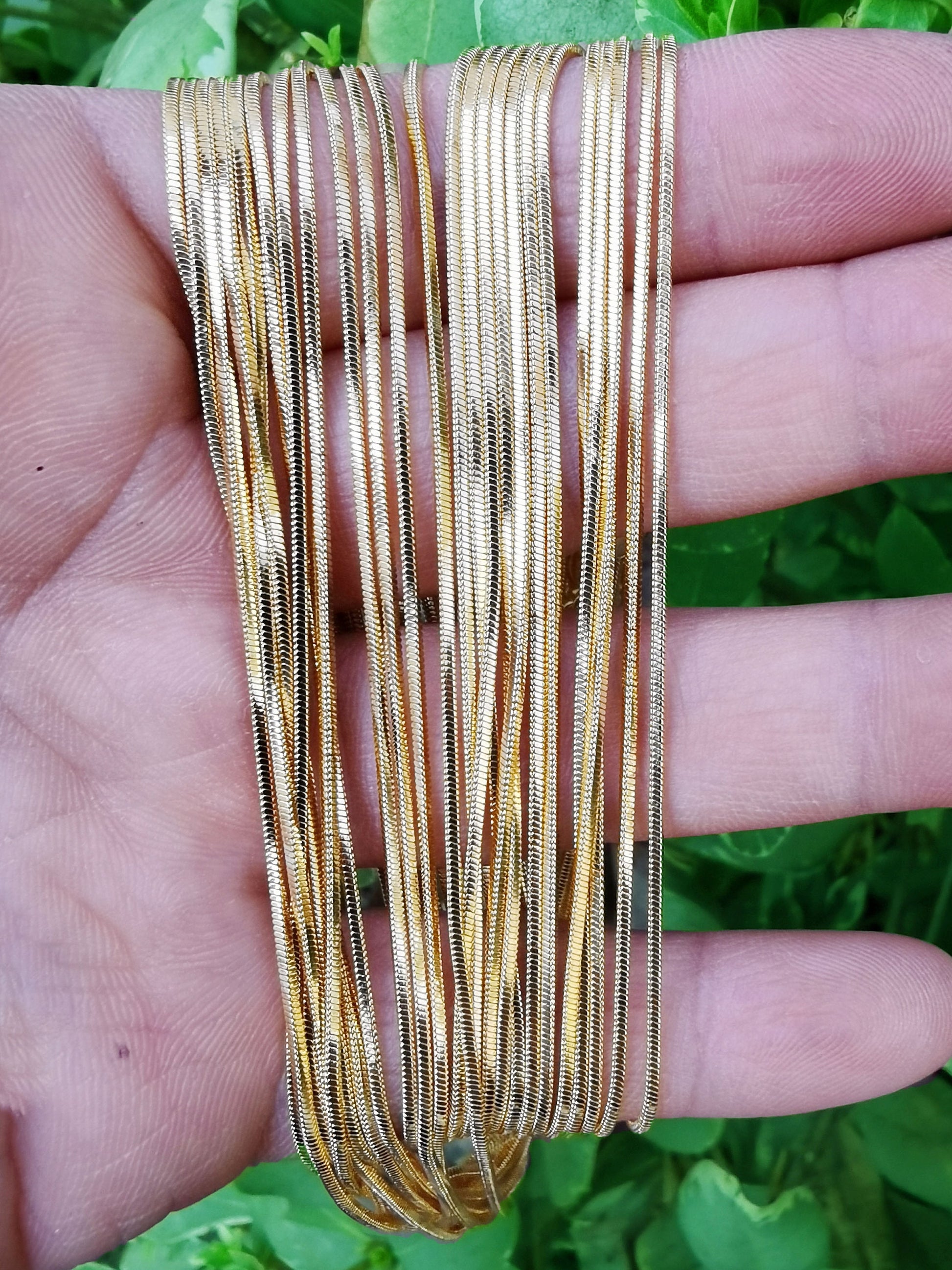 1pc 17.5'' Ready to Use Gold Flat Cocoon Necklace Chain, Layer Snake Chain Dainty Necklace, For Pendant Charm Necklace Making, 363