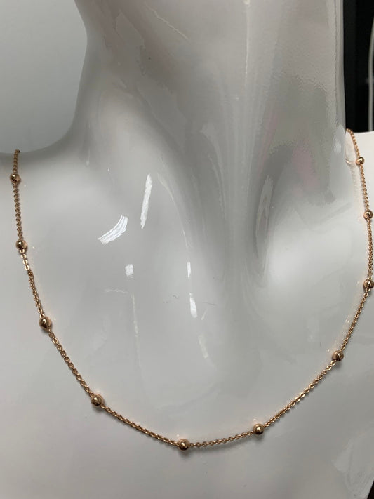 1pc 23'' 18K Ready to Use Gold Bead Necklace Chain, Layering Rolo Beaded Chain Dainty Necklace, Perfect for Pendant Charm Necklace, 368