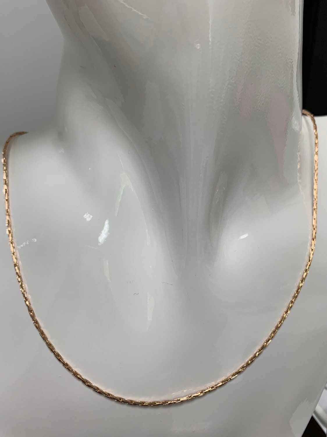 1pc 17.5' Ready to Use 18K Gold Retangular box Necklace Chain, Layering Box Chain Bold Necklace, For Pendant Charm Necklace Making, 370