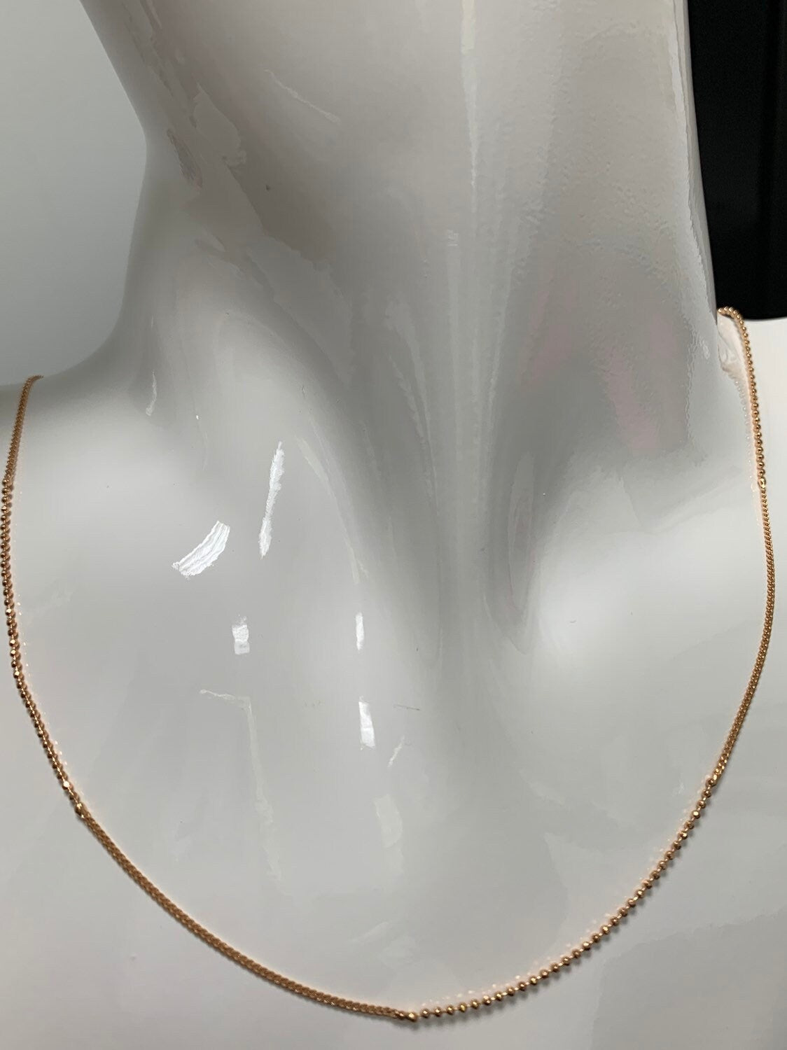 1pc 18'' Unique Ready to Wear 18K Gold Bead-Cuban Necklace Chain, Layering Beaded Chain, Dainty Beaded Necklace, For Charm & pendant , 372