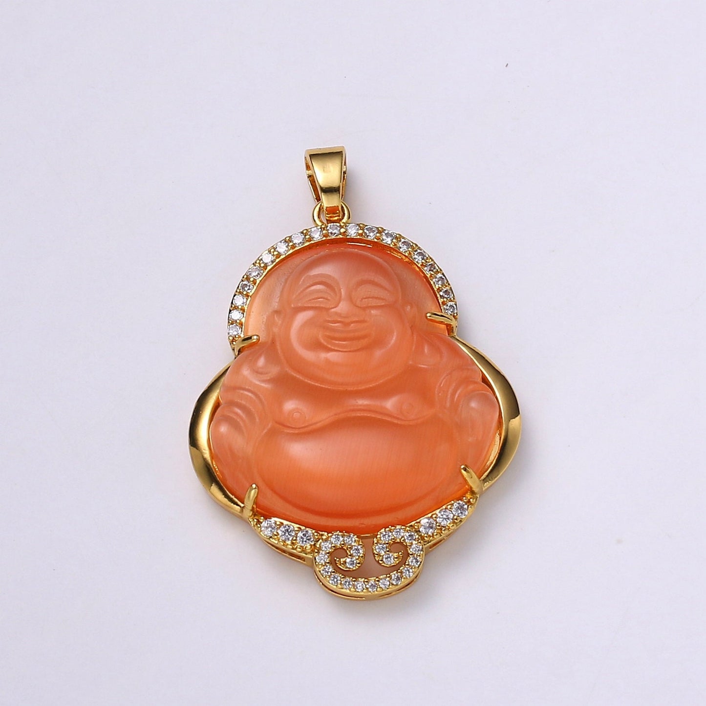 14k Gold Filled Buddha Pendant for Necklace Laughing Buddha Charm Green Buddha Charm for Statement Necklace Religious Jewelry