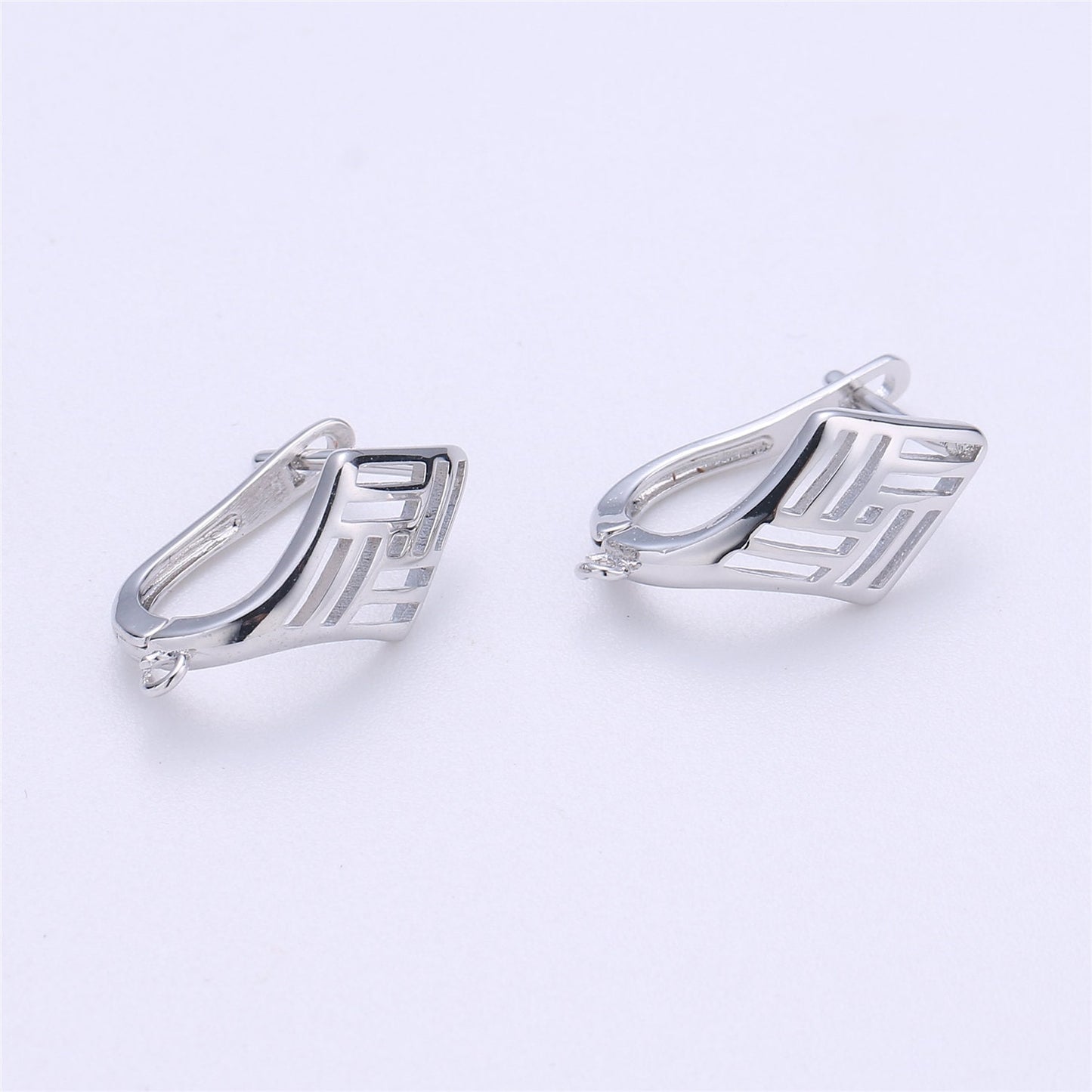 Silver Huggie Minimalist Earring one touch w/ open link, Lead Nickel free Lever back earring making Component Supply