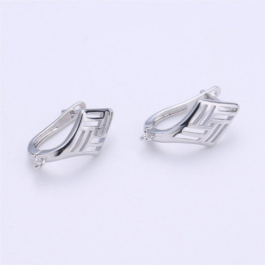 Silver Huggie Minimalist Earring one touch w/ open link, Lead Nickel free Lever back earring making Component Supply