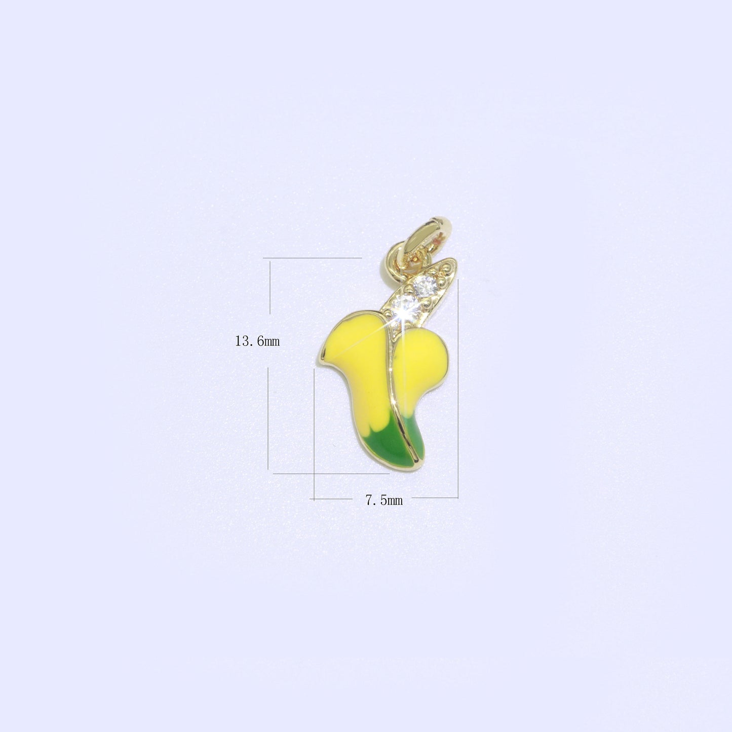 Yellow Banana Charm Enamel Fruit Micro Pave CZ Pendant Dainty Banana Pendant Charm Green Fruit Pendant for Bracelet Earring Necklace Supply