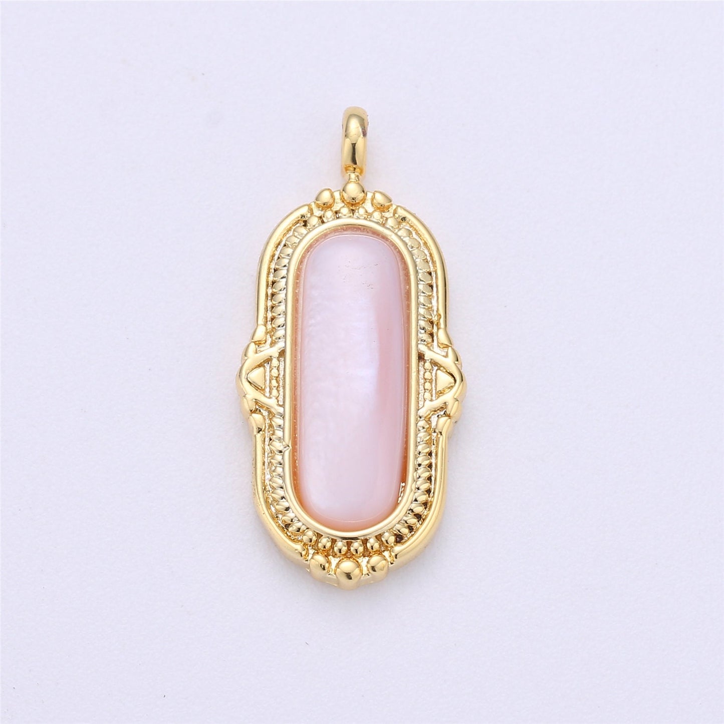 25x12mm Oval Charm, mother of pearl in 24k Gold Filled for Necklace Earring Component Pink White Black Pearl Charm