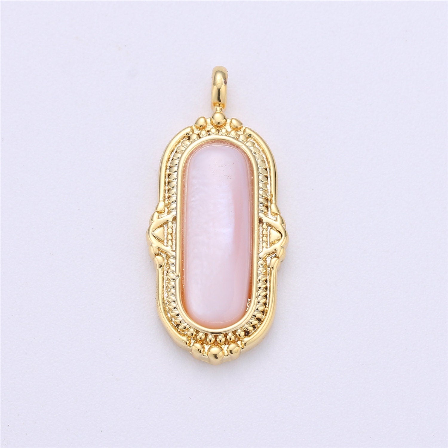 25x12mm Oval Charm, mother of pearl in 24k Gold Filled for Necklace Earring Component Pink White Black Pearl Charm