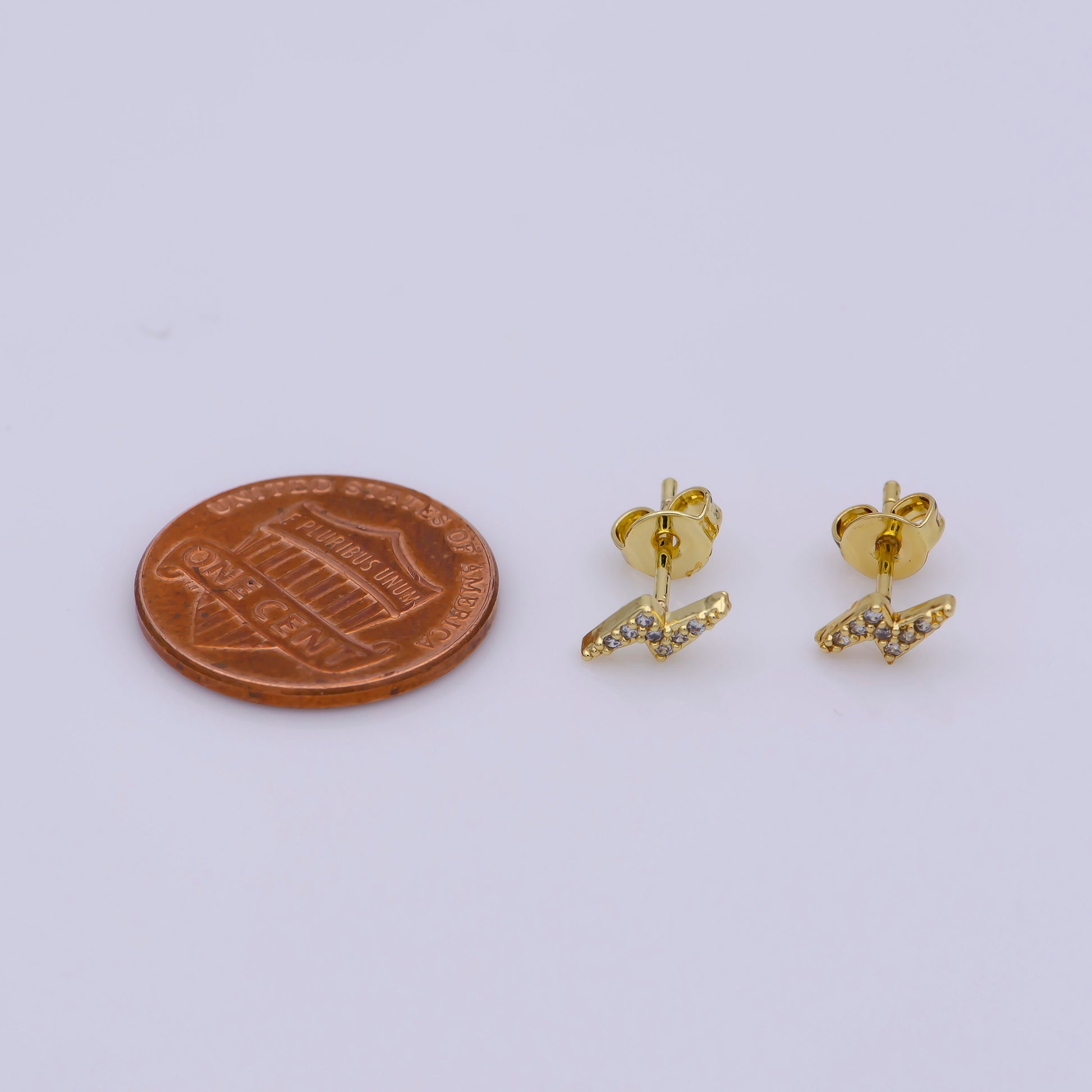 Dainty Gold Thunder Stud Earring Gold Filled Lightning Bolt Cz Stud Earring Gift Friendship Jewelry Wholesale Dainty Delicate Christmas Gift