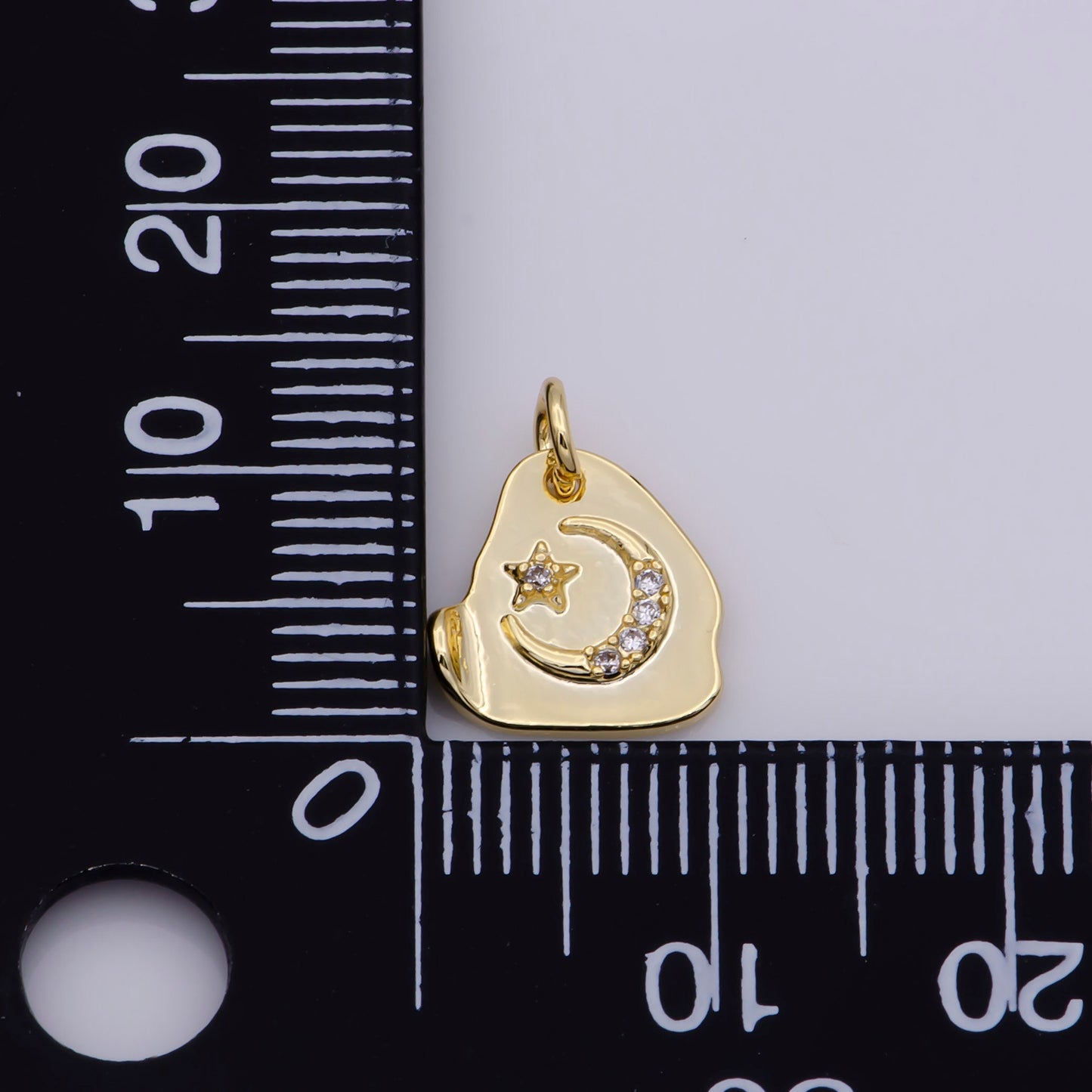 Dainty Gold Filled Moon and Star Triangle Charm, Gold Crescent Moon Pendant Celestial Jewelry Gold Geometric Charm Necklace Earring Bracelet