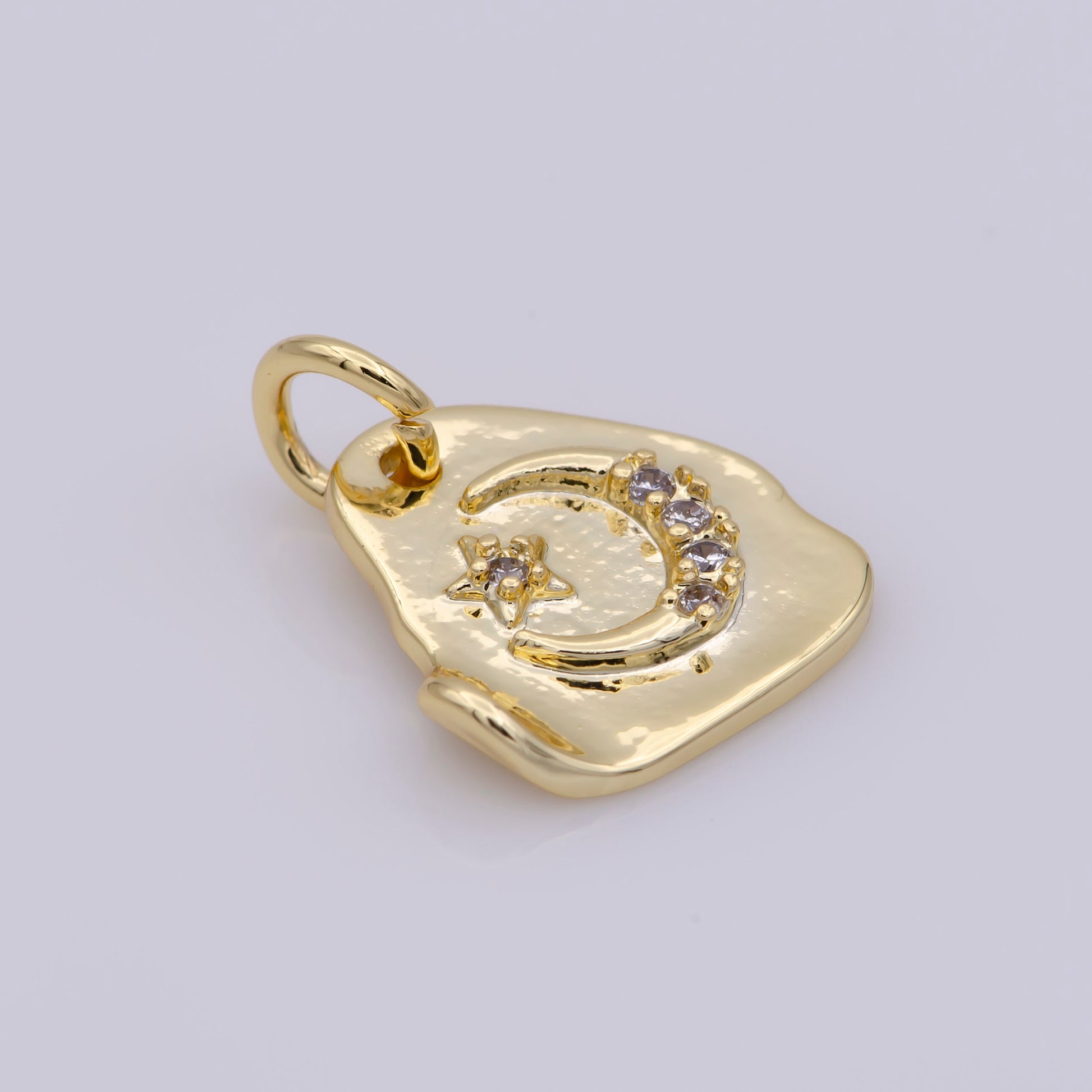 Dainty Gold Filled Moon and Star Triangle Charm, Gold Crescent Moon Pendant Celestial Jewelry Gold Geometric Charm Necklace Earring Bracelet