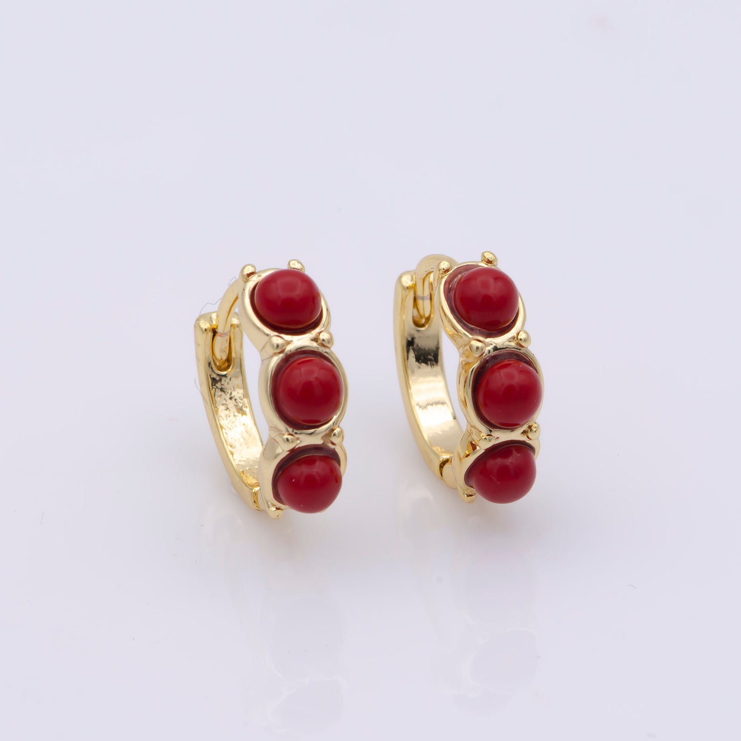 Dainty Turquoise earrings, turquoise gemstone earrings, Red hoop earrings, huggie hoop earring, gold huggie earring everyday wear