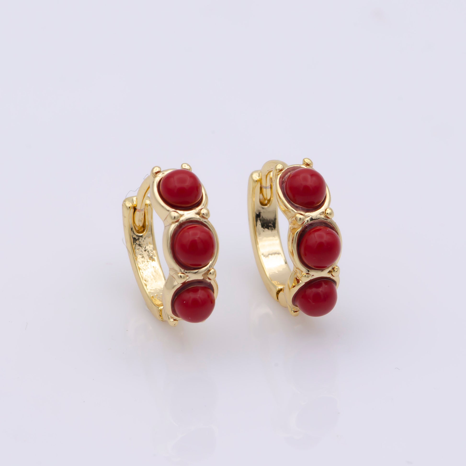Dainty Turquoise earrings, turquoise gemstone earrings, Red hoop earrings, huggie hoop earring, gold huggie earring everyday wear