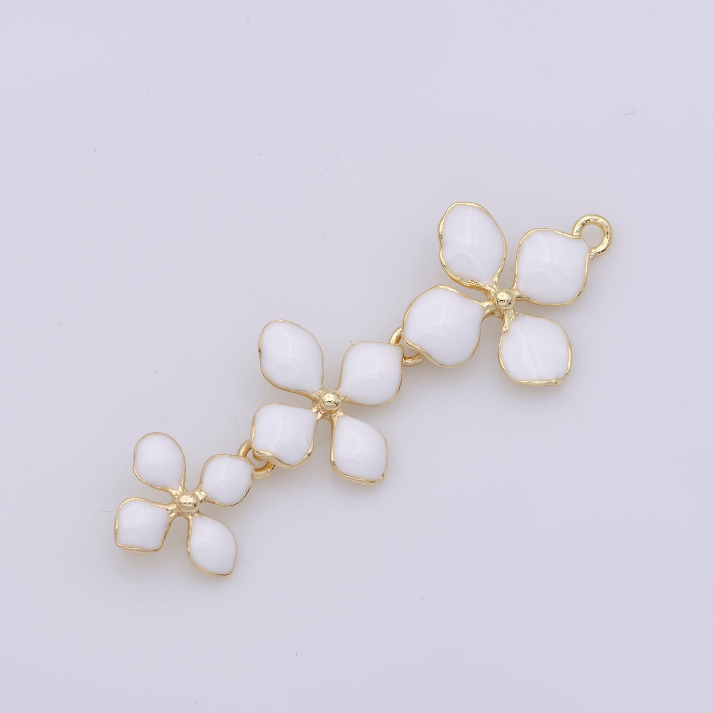 14K Gold Filled Four-Petal Flower Pendant, Enamel Flower Charm, Gold Flower Charm, Earring Necklace Making Findings 40x15mm, F-934-F-936