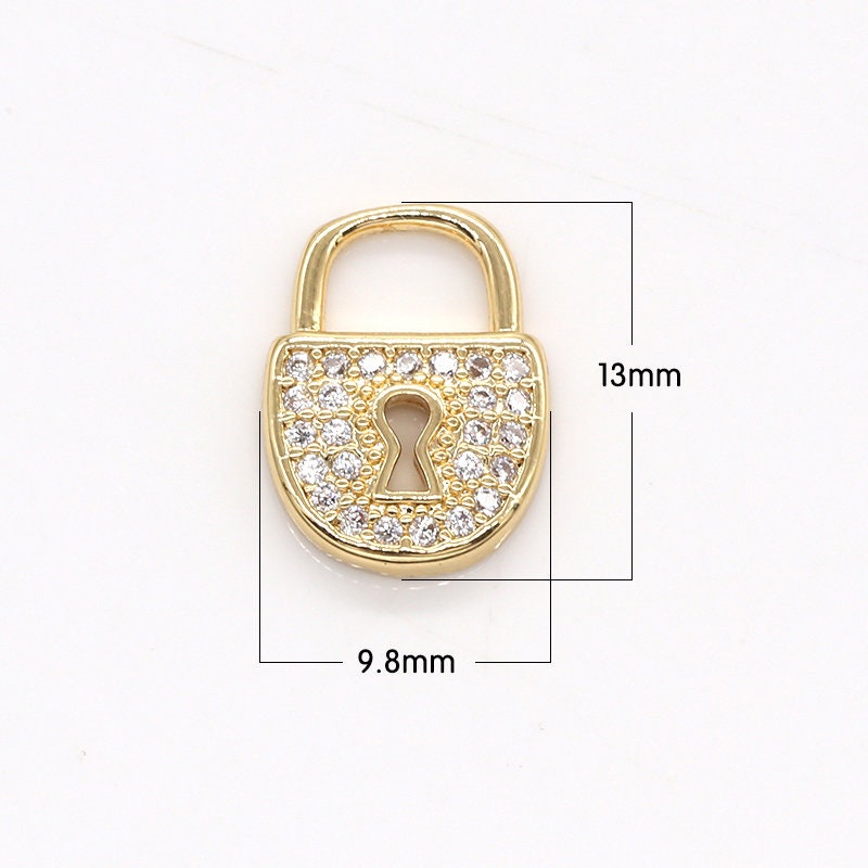 Mini Bucket Lock Charms, Micro Pave Gold Padlock Charms, , Padlock Pendant, Lock Pendant, Padlock Necklace Bracelet Earring Charm, 800