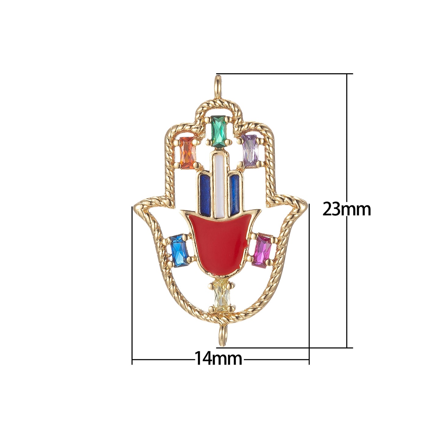 Gold Filled Hamsa Hand Charm Connector Hand of Fatima Protection Amuilet Good Luck Hand Of God Bracelet Earring Necklace Link Connetor