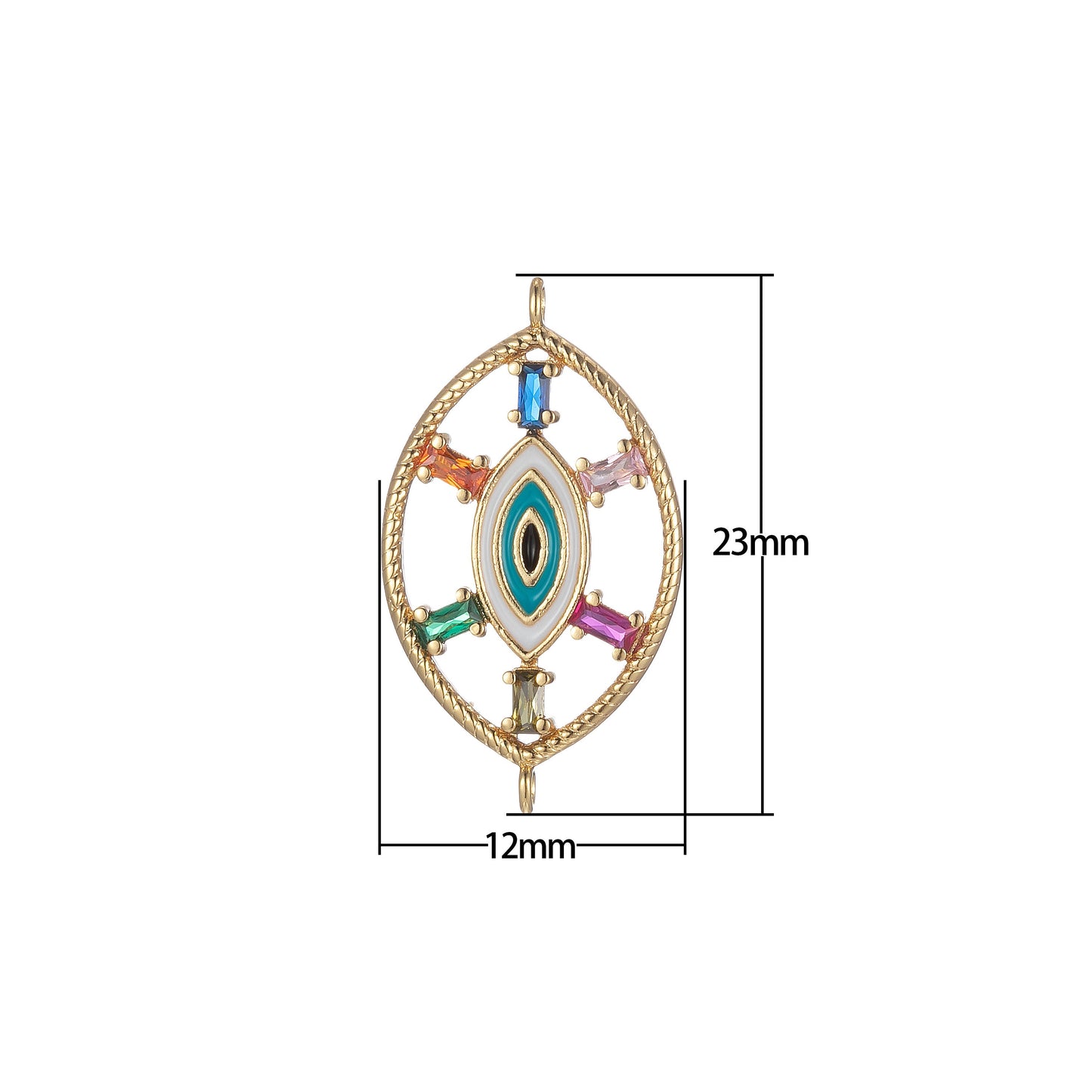 Gold Filled Eye Charm Connector Evil Eye of Ra Protection Amulet Good Luck Bracelet Earring Necklace Link Connetor Supply
