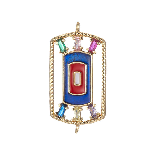 Gold Filled Tag Charm Connector Military Tag Cubic Zirconia Colorful Cz Bracelet Earring Necklace Link Connetor Supply
