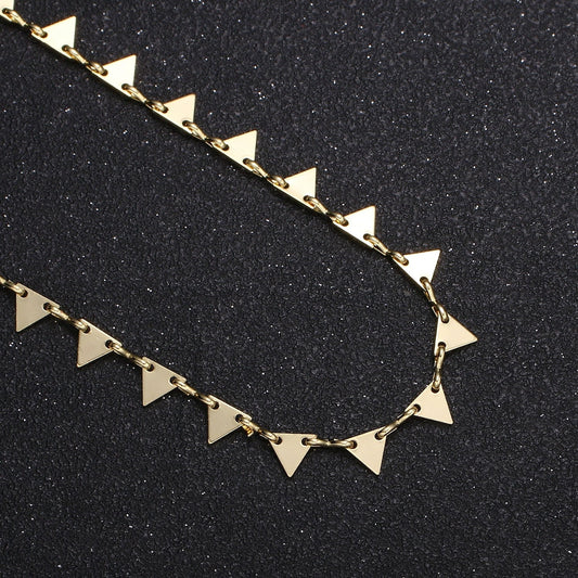 Triangle Flag 14K Gold Chain by Yard, Fancy Disc Charm Chain-, Wholesale bulk Roll Chain for Jewelry Making, Thickness 0.5mm, Roll- 461