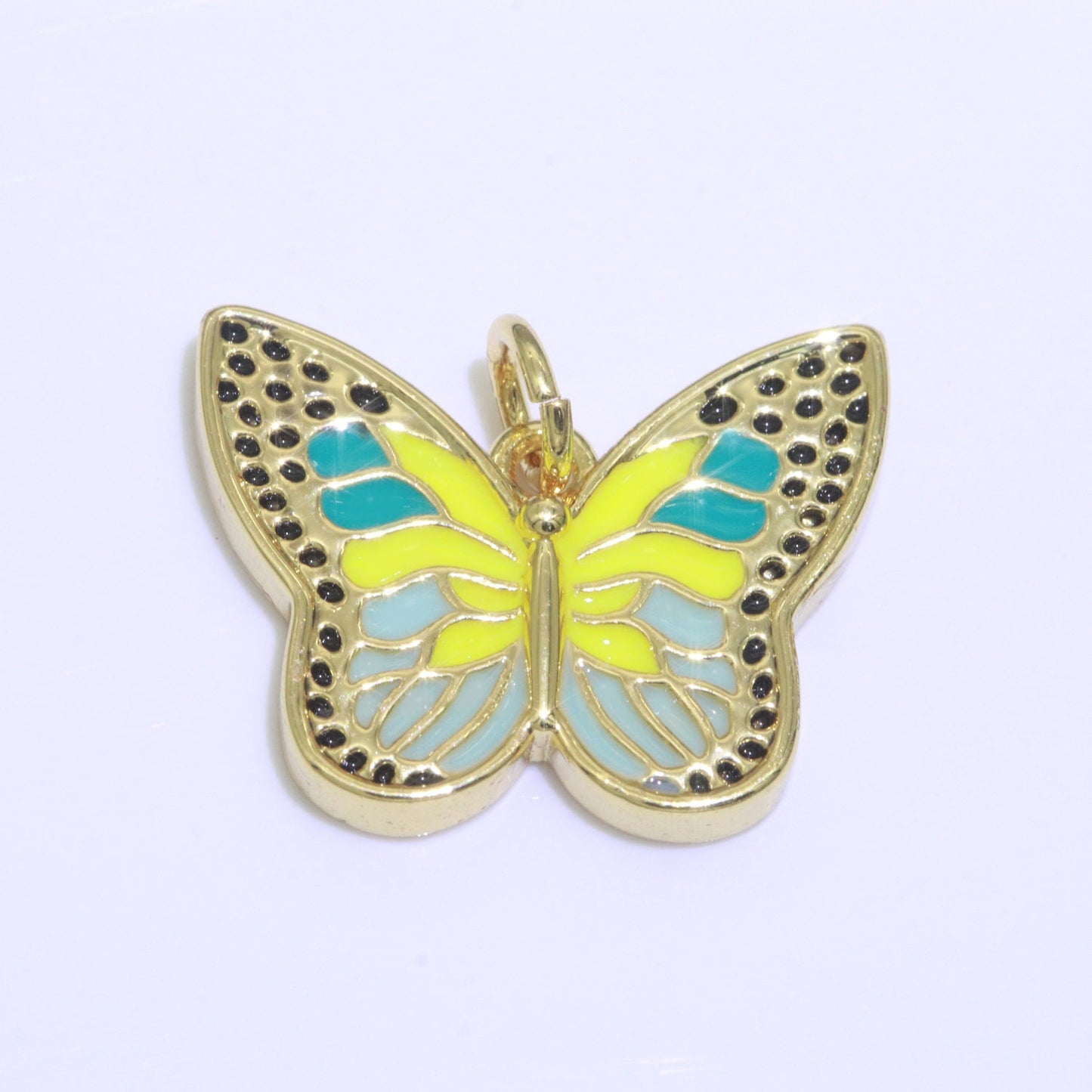 1x Enamel Monarch Butterfly Gold Filled Butterfly Pendant Mariposa Animal Lover Necklace Pendant Charm Designer Colorful Jewelry Making