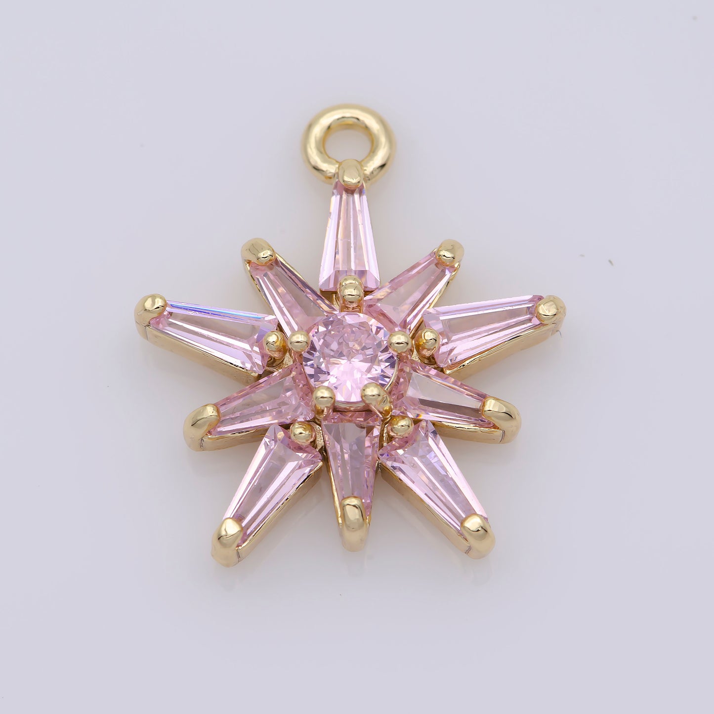 CZ Baguette Pink Star Pendant, 14K Gold Filled Star Charm, Pink Charm Dangle Charm for Celestial Minimalist Jewelry, Leo-928