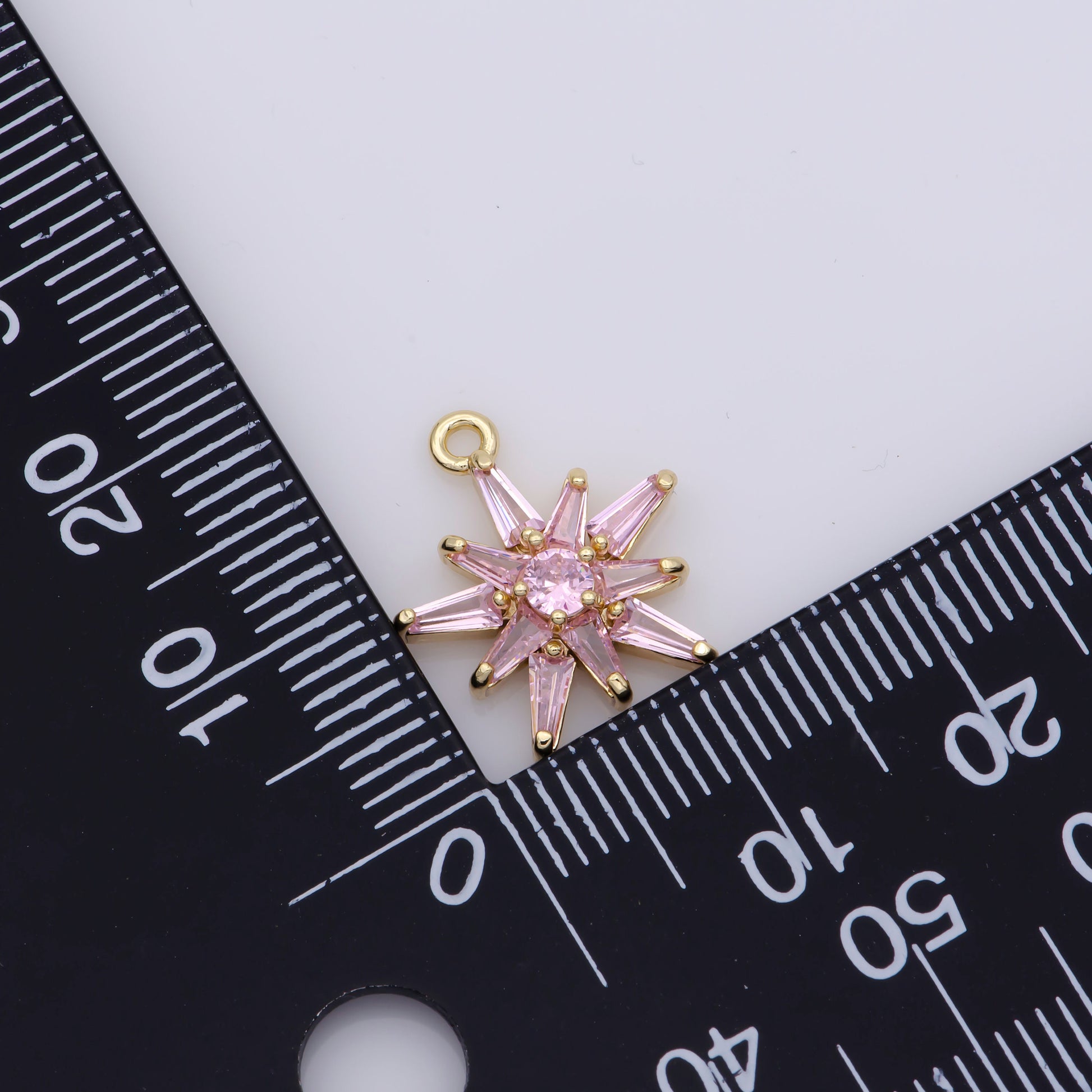 CZ Baguette Pink Star Pendant, 14K Gold Filled Star Charm, Pink Charm Dangle Charm for Celestial Minimalist Jewelry, Leo-928