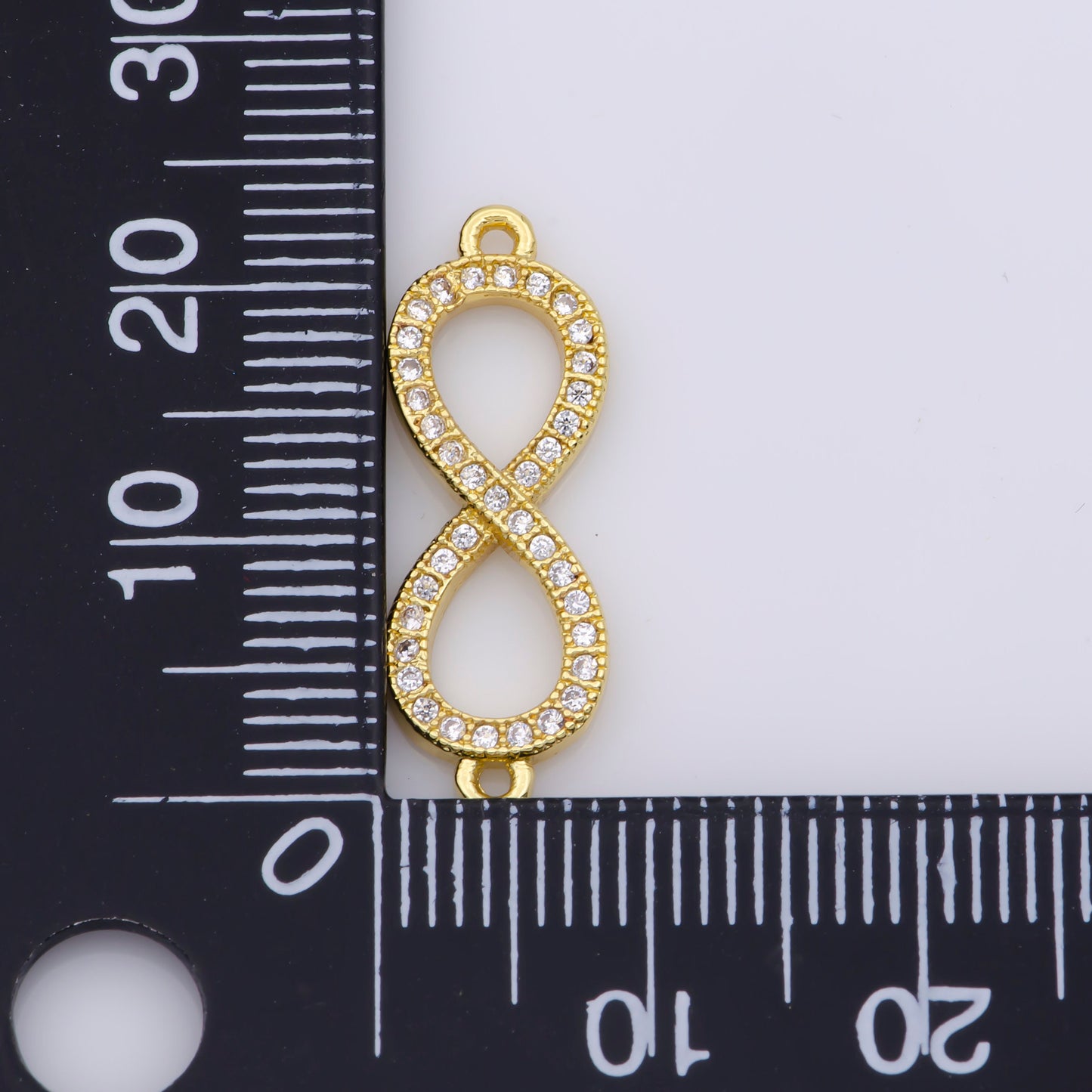 Clear CZ Micro Pave Gold Infinity Loop Link Connector, Cubic Zirconia Connector Charm for Jewelry Making,