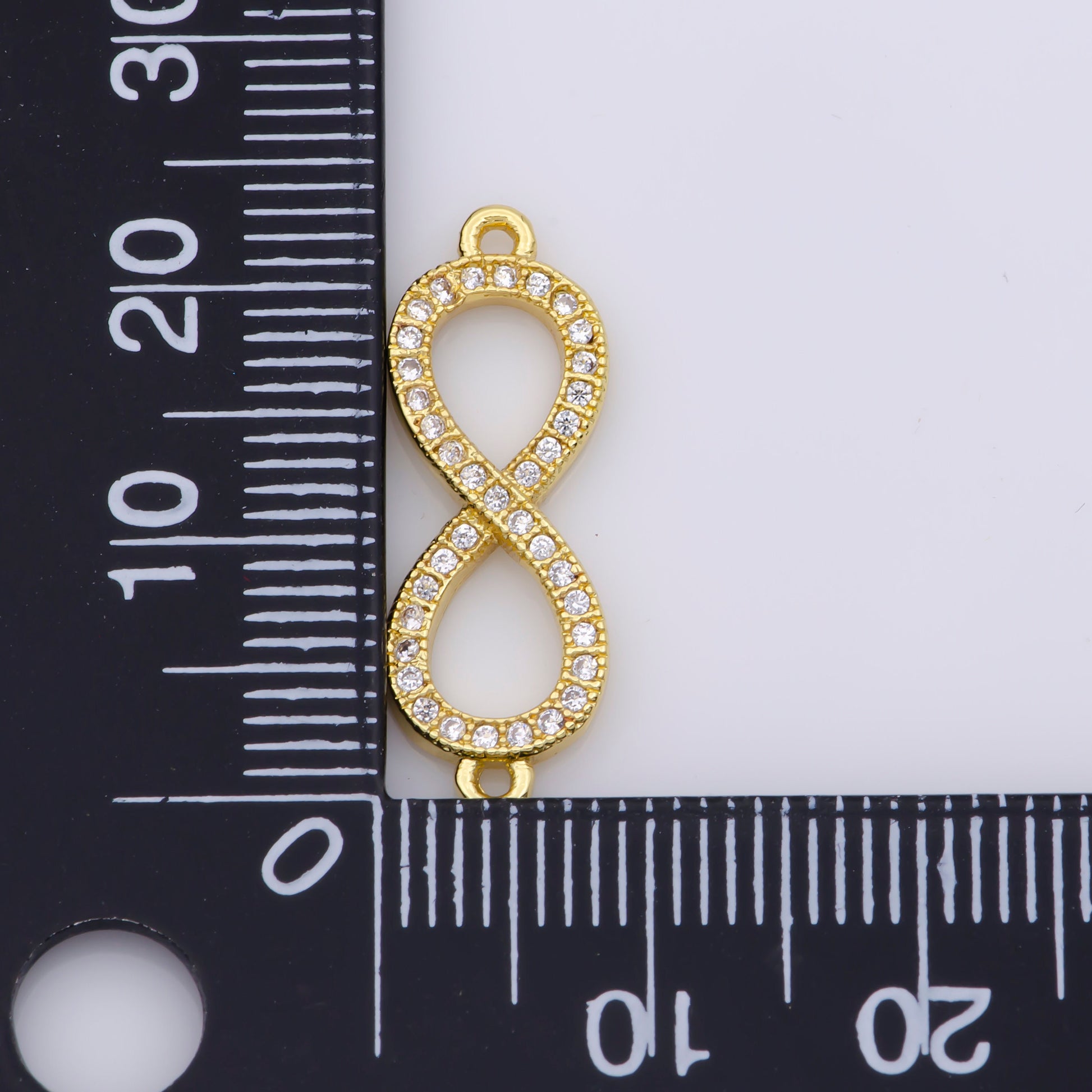 Clear CZ Micro Pave Gold Infinity Loop Link Connector, Cubic Zirconia Connector Charm for Jewelry Making,