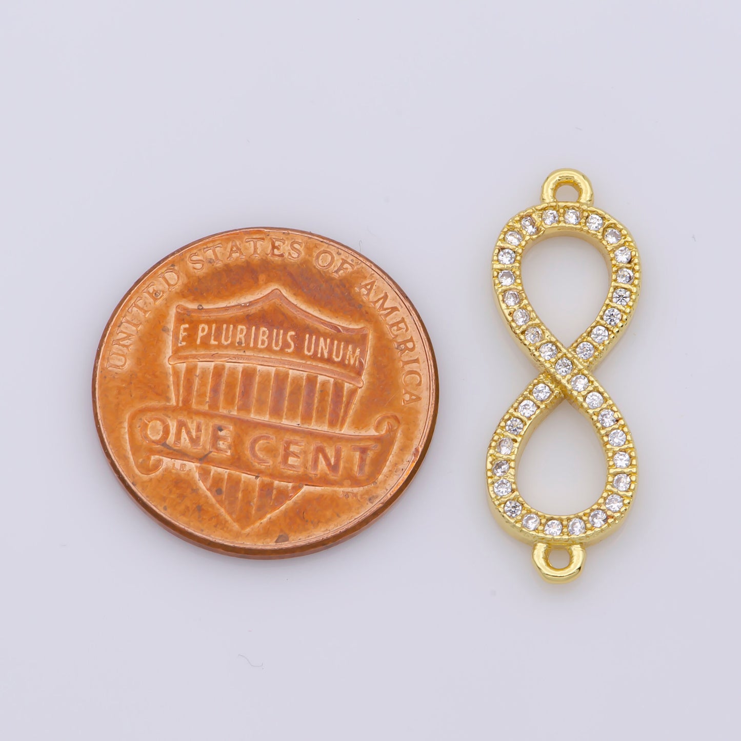 Clear CZ Micro Pave Gold Infinity Loop Link Connector, Cubic Zirconia Connector Charm for Jewelry Making,
